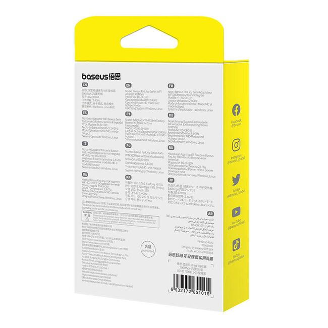 Adaptor Wi-Fi Baseus, 300Mpbs, B01317600111-03, negru