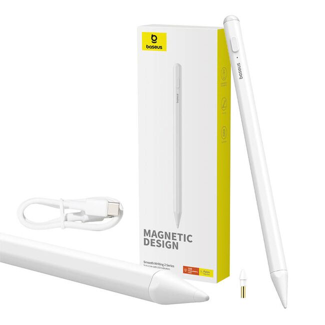 Stylus Pen magnetic cu indicator LED pentru iPad Baseus, alb