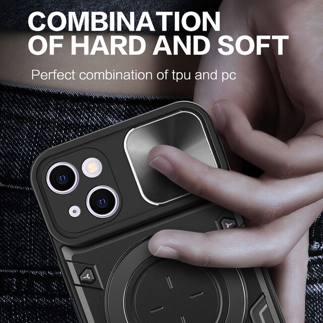 Husa pentru  iPhone 16 Plus cu protecție pentru cameră și suport magnetic integrat Ring Shockproof, rosu