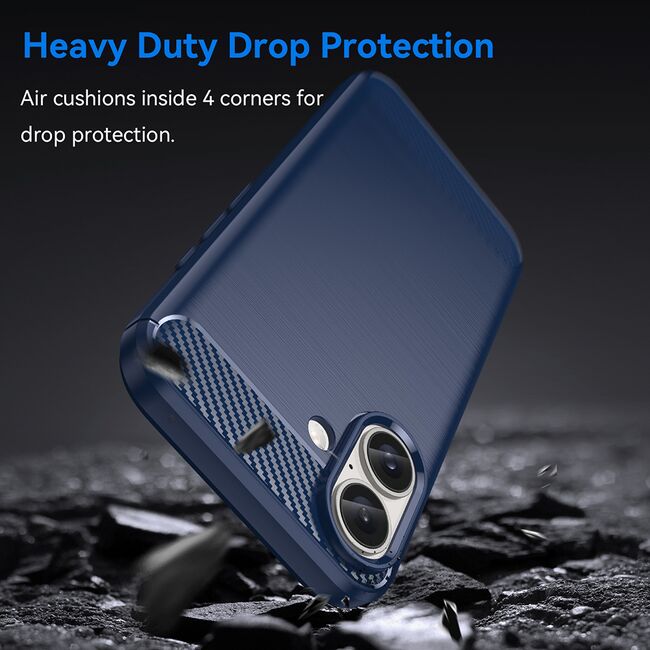 Husa pentru iPhone 16 Plus Carbon Liquid Silicone, albastru