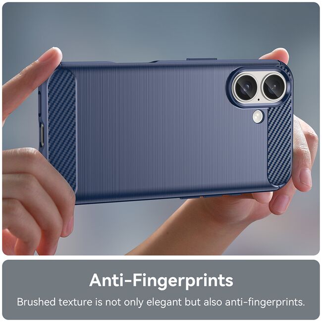 Husa pentru iPhone 16 Plus Carbon Liquid Silicone, albastru