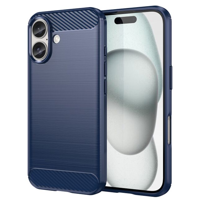 Husa pentru iPhone 16 Plus Carbon Liquid Silicone, albastru