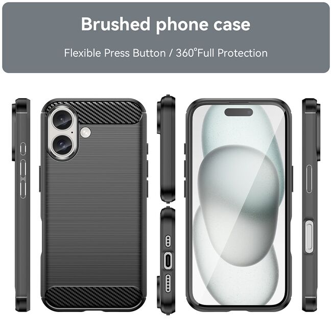 Husa pentru iPhone 16 Plus Carbon Liquid Silicone, negru