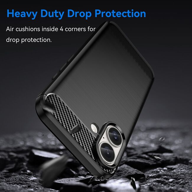 Husa pentru iPhone 16 Plus Carbon Liquid Silicone, negru