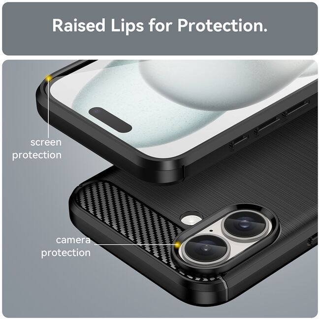 Husa pentru iPhone 16 Plus Carbon Liquid Silicone, negru
