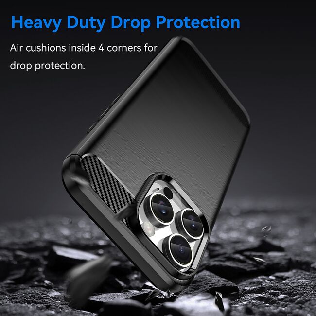 Husa pentru iPhone 16 Pro Carbon Liquid Silicone, negru