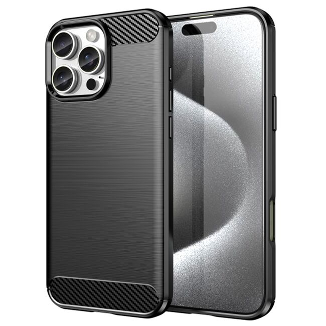 Husa pentru iPhone 16 Pro Carbon Liquid Silicone, negru