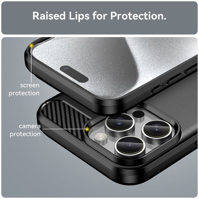 Husa pentru iPhone 16 Pro Carbon Liquid Silicone, negru