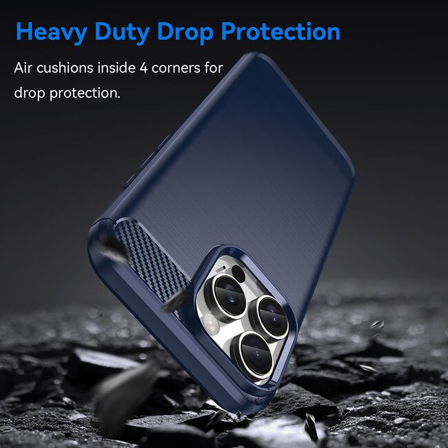 Husa pentru iPhone 16 Pro Max Carbon Liquid Silicone, albastru
