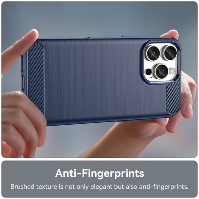 Husa pentru iPhone 16 Pro Max Carbon Liquid Silicone, albastru