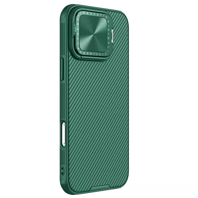 Husa pentru  iPhone 16 Pro Max MagSafe cu slider tip stand pentru protectie lentile - verde