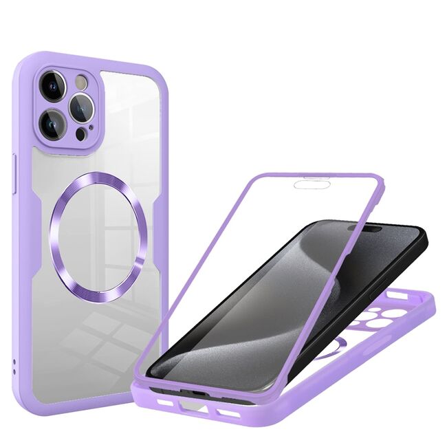 Pachet 360: Husa cu folie integrata pentru  iPhone 16 Pro cu MagSafe Cover360 fata / spate - mov