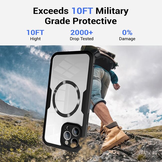 Pachet 360: Husa cu folie integrata pentru  iPhone 16 cu MagSafe Cover360 fata / spate - albastru