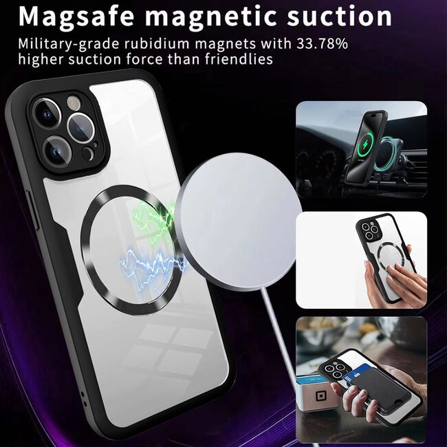 Pachet 360: Husa cu folie integrata pentru  iPhone 16 cu MagSafe Cover360 fata / spate - negru