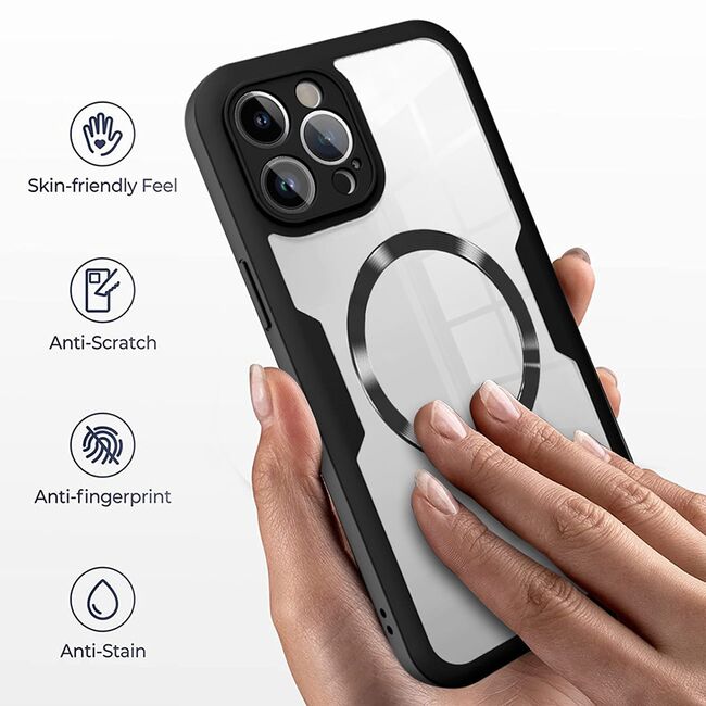 Pachet 360: Husa cu folie integrata pentru  iPhone 16 cu MagSafe Cover360 fata / spate - negru