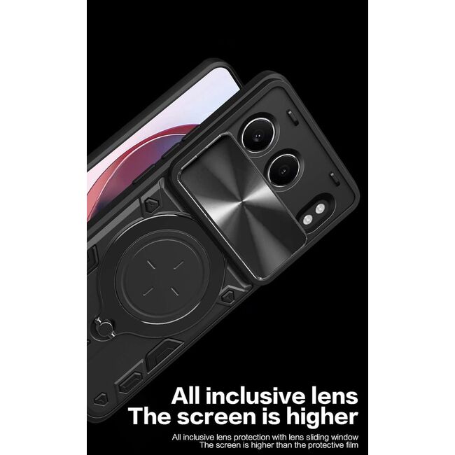 Husa pentru  OnePlus Nord 4 cu protecție pentru cameră și suport magnetic integrat Ring Shockproof, roz