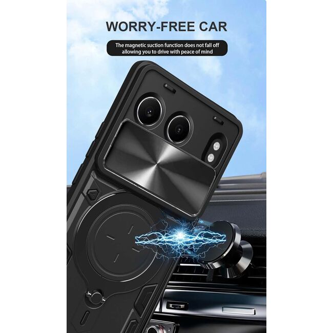 Husa pentru  OnePlus Nord 4 cu protecție pentru cameră și suport magnetic integrat Ring Shockproof, albastru