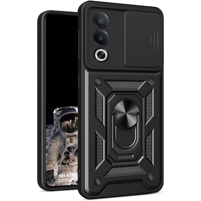 Husa pentru  Oppo A80 Ring Armor Kickstand Tough Rugged Cover cu protectie camera, negru
