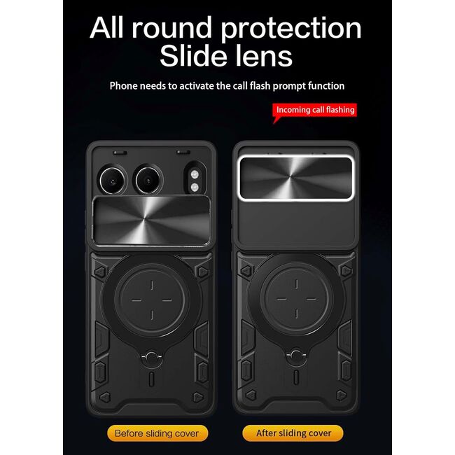 Husa pentru  OnePlus Nord 4 cu protecție pentru cameră și suport magnetic integrat Ring Shockproof, roz