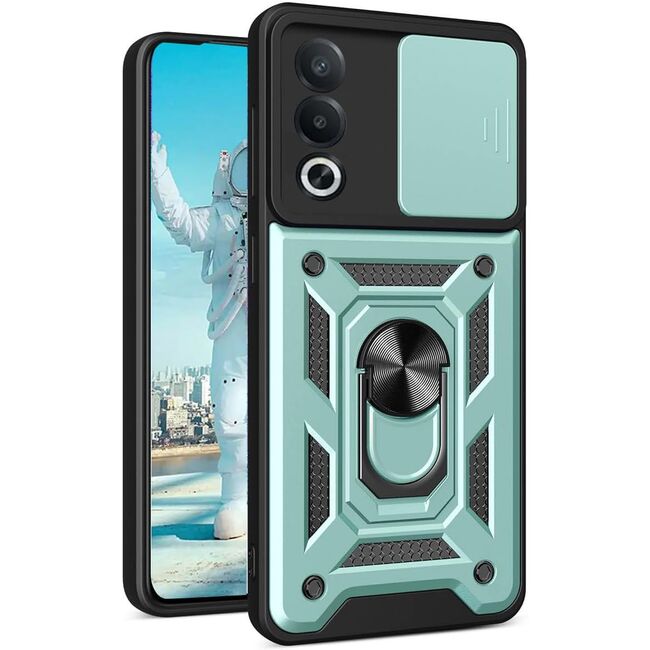 Husa pentru  Oppo A80 Ring Armor Kickstand Tough Rugged Cover cu protectie camera, verde
