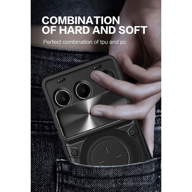 Husa pentru  OnePlus Nord 4 cu protecție pentru cameră și suport magnetic integrat Ring Shockproof, roz