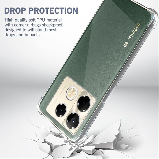 Husa pentru Infinix Note 40 Pro 4G Anti-Shock 1.5mm reinforced 4 corners, transparent