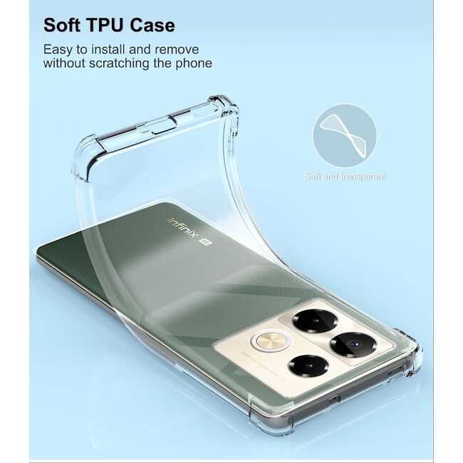 Husa pentru Infinix Note 40 Pro 4G Anti-Shock 1.5mm reinforced 4 corners, transparent
