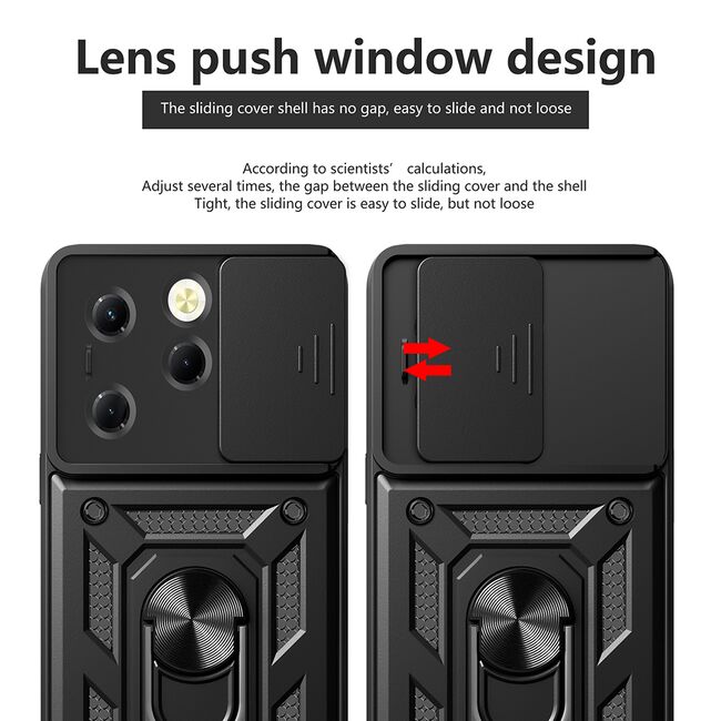 Husa pentru  Infinix Hot 40 / Hot 40 Pro Ring Armor Kickstand Tough Rugged Cover cu protectie camera, albastru