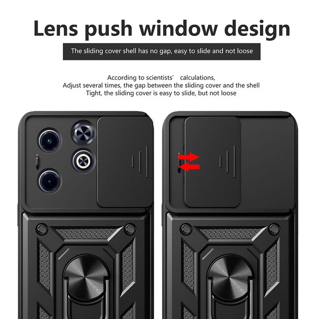 Husa pentru  Infinix Hot 40i / Infinix SMART 8 Ring Armor Kickstand Tough Rugged Cover cu protectie camera, verde