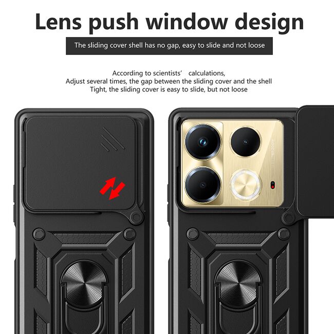 Husa pentru  Infinix Note 40 Ring Armor Kickstand Tough Rugged Cover cu protectie camera, roz