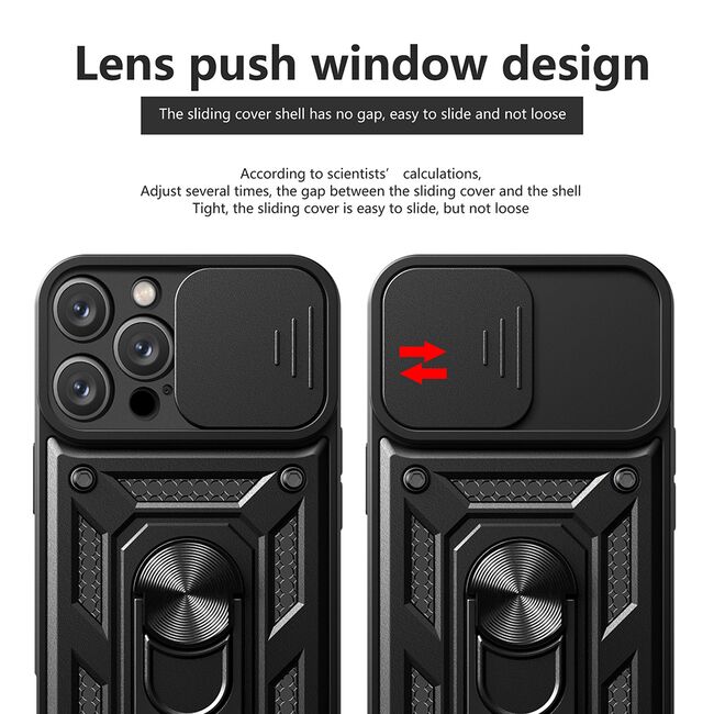 Husa pentru  iPhone 16 Pro Max Ring Armor Kickstand Tough Rugged Cover cu protectie camera, albastru