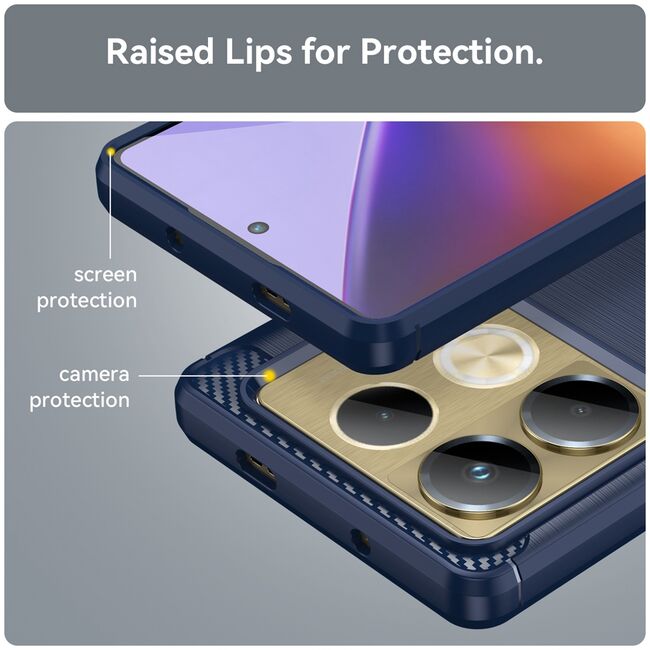 Husa pentru Infinix Note 40 Carbon Liquid Silicone, albastru