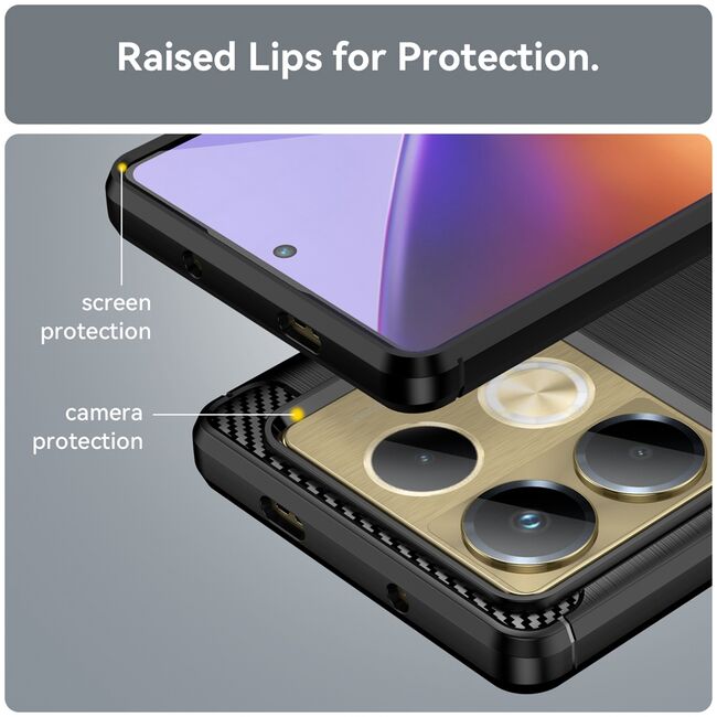 Husa pentru Infinix Note 40 Carbon Liquid Silicone, negru