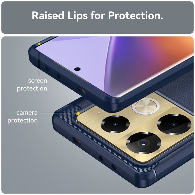 Husa pentru Infinix Note 40 Pro+ Carbon Liquid Silicone, albastru