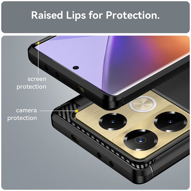 Husa pentru Infinix Note 40 Pro+ Carbon Liquid Silicone, negru