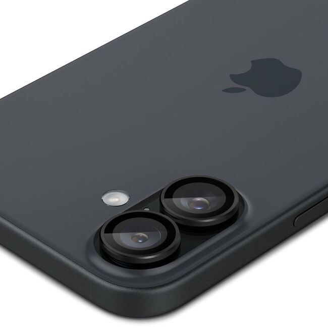 [Pachet 2x] Folie sticla camera iPhone 16 / 16 Plus Spigen Glas.tR Optik EZ Fit Pro, negru