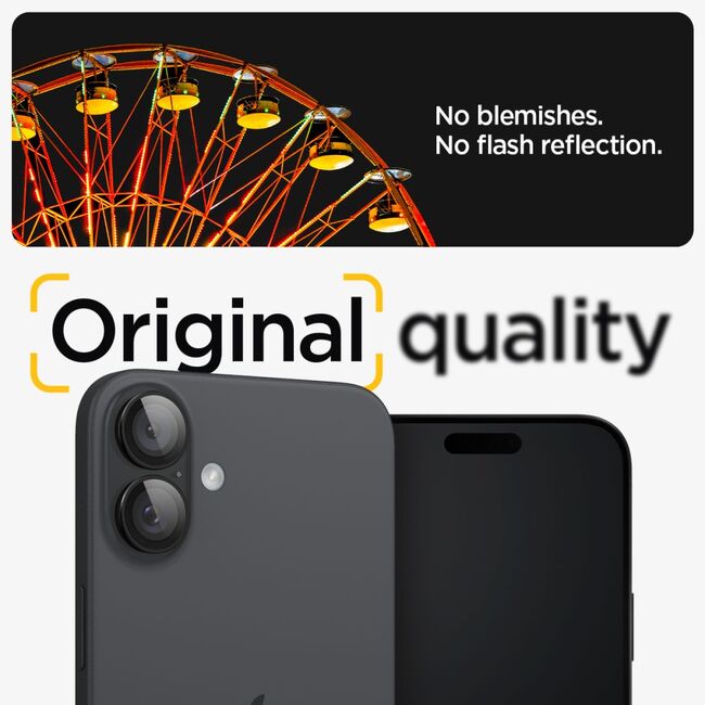 [Pachet 2x] Folie sticla camera iPhone 16 / 16 Plus Spigen Glas.tR Optik EZ Fit Pro, negru