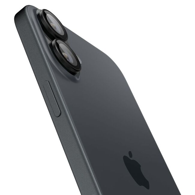 [Pachet 2x] Folie sticla camera iPhone 16 / 16 Plus Spigen Glas.tR Optik EZ Fit Pro, negru