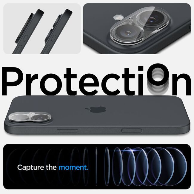 [Pachet 2x] Folie sticla camera iPhone 16 / 16 Plus Spigen Glas.tR Optik, transparenta