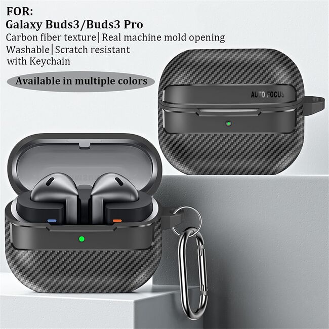 Techsuit - carbonfiber - for samsung galaxy buds 3 / 3 pro - black
