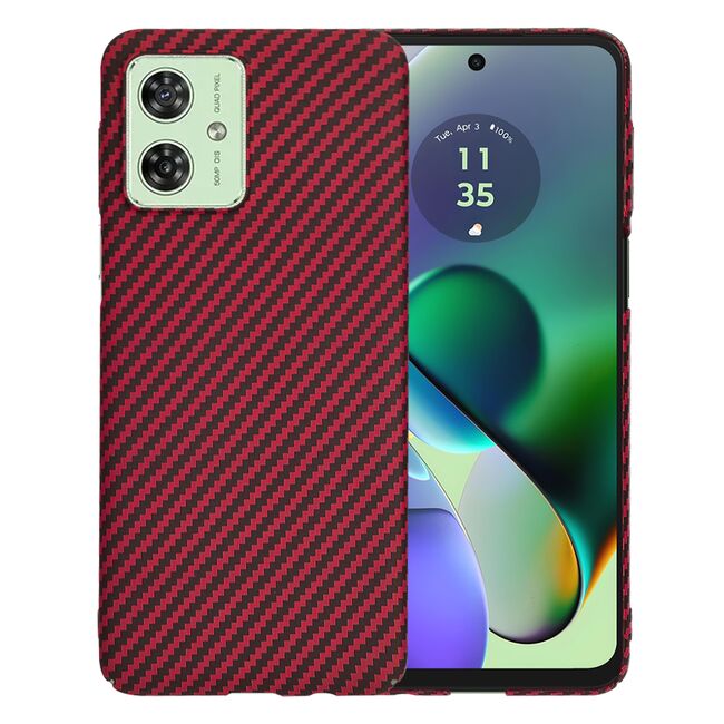 Husa pentru  Motorola Moto G54, G54 Power Edition CarbonFiber UltraSlim, Lightweight, rosu