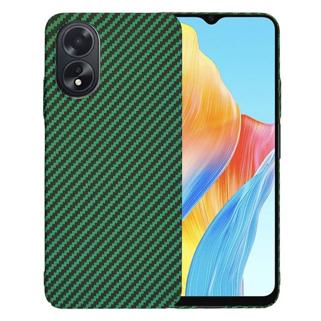 Husa pentru  Oppo A18, A38 CarbonFiber UltraSlim, Lightweight, verde
