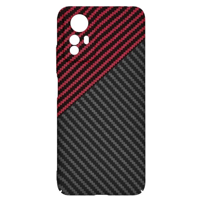Husa pentru  Xiaomi Redmi Note 12S 4G CarbonFiber UltraSlim, Lightweight, rosu / negru