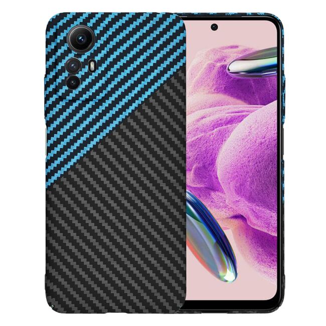 Husa pentru  Xiaomi Redmi Note 12S 4G CarbonFiber UltraSlim, Lightweight, negru / albastru