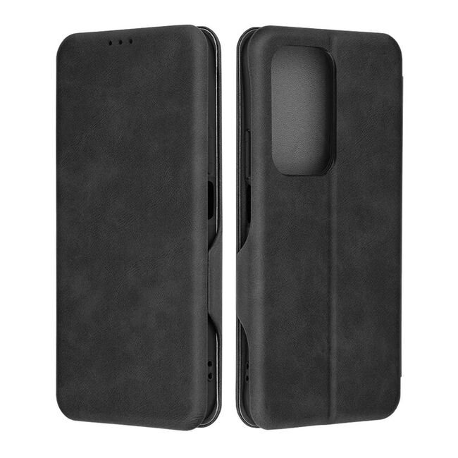 Husa tip carte pentru Motorola Edge 50 Fusion Smart Wallet fata - spate protectie 360 - negru