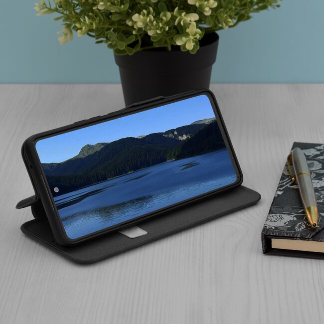 Husa tip carte pentru Oppo Reno 10, Reno 10 Pro Smart Wallet fata - spate protectie 360 - negru