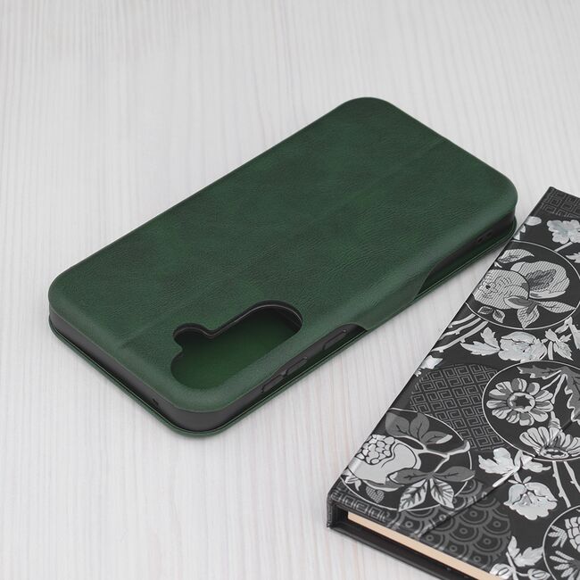 Husa tip carte pentru Samsung Galaxy A55 Smart Wallet fata - spate protectie 360 - verde