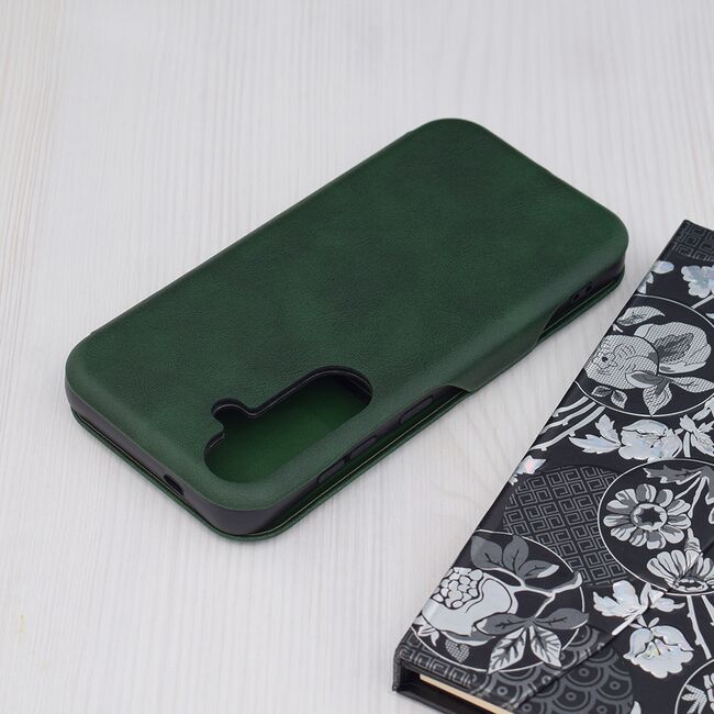 Husa tip carte pentru Samsung Galaxy S24 Smart Wallet fata - spate protectie 360 - verde