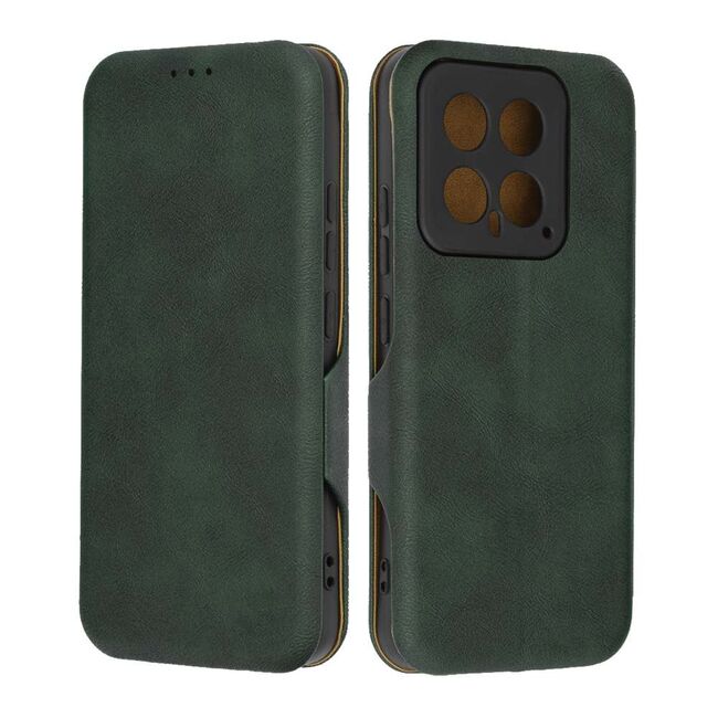 Husa tip carte pentru Xiaomi 14 Smart Wallet fata - spate protectie 360 - verde
