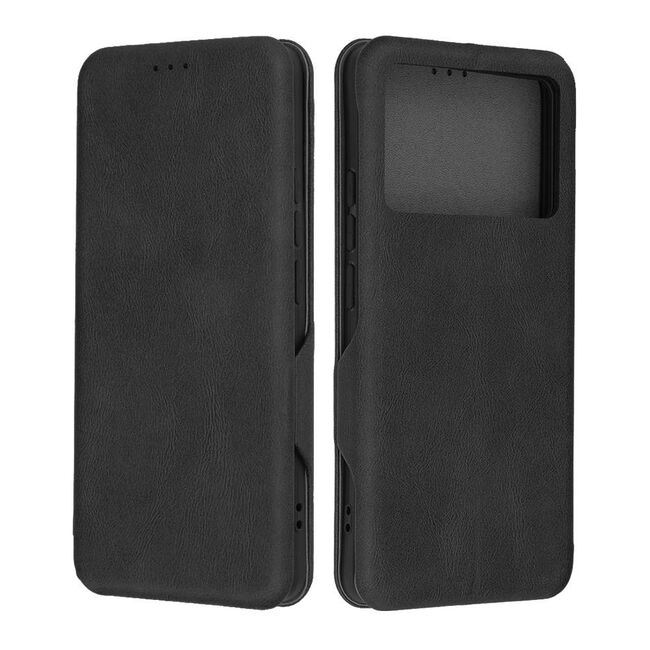Husa tip carte pentru Xiaomi Poco X6 Pro Smart Wallet fata - spate protectie 360 - negru